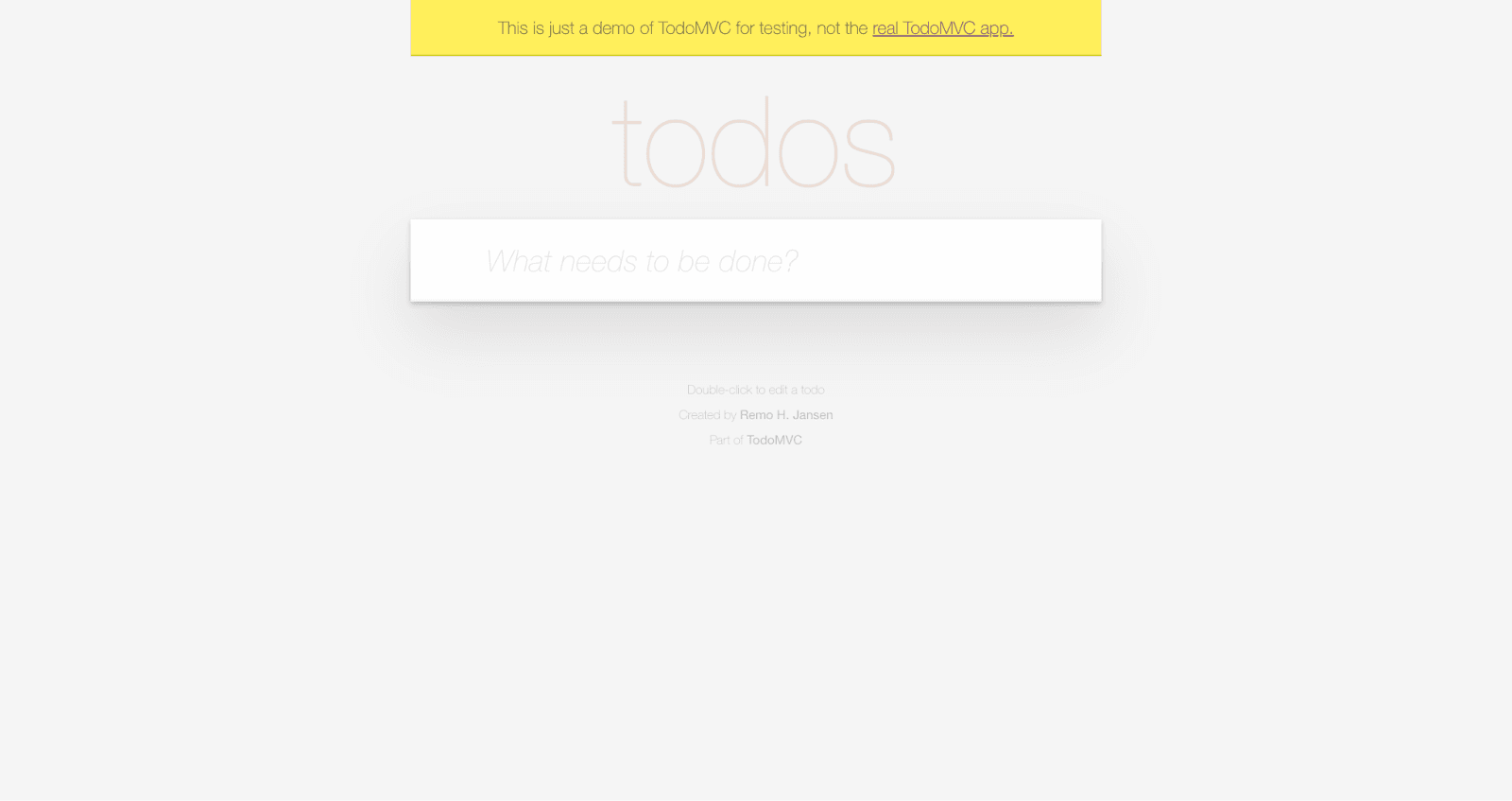 The Todo app landing page